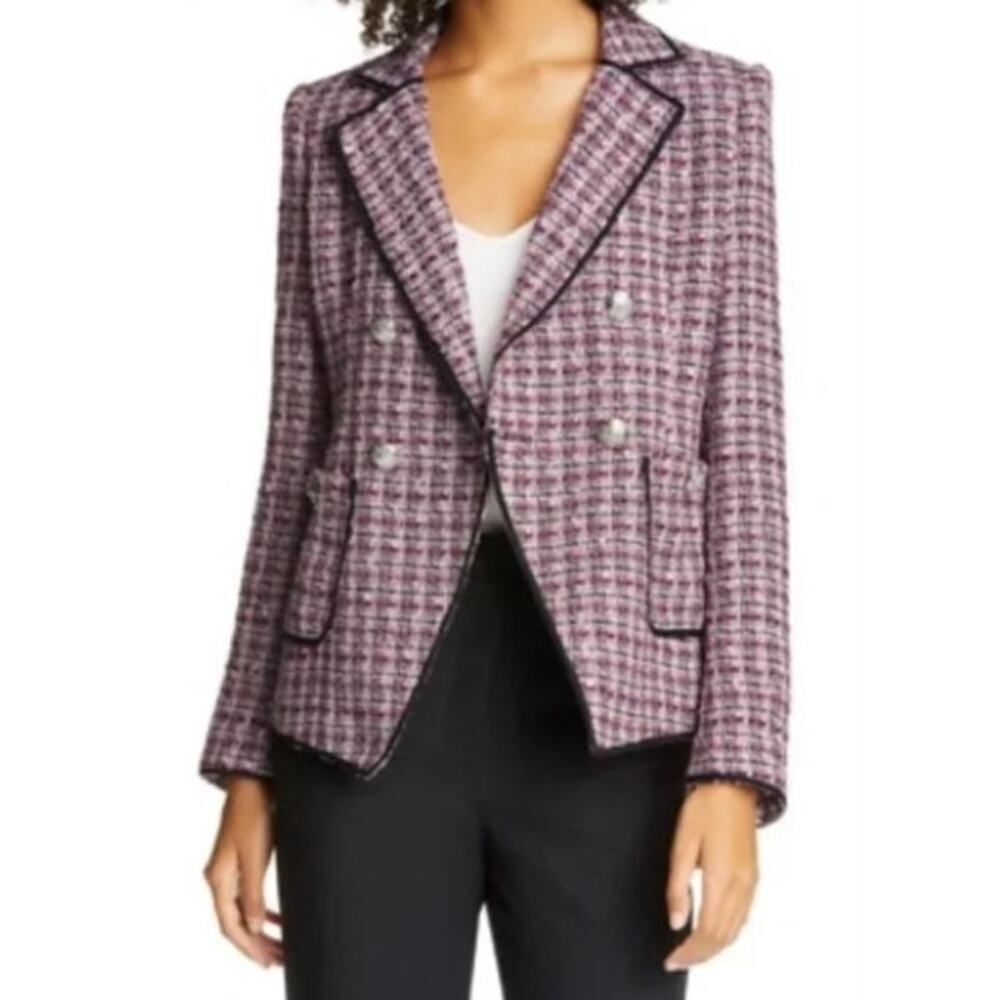 Veronica Beard Pink and Black Checkered Blazer
